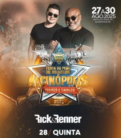 Imagem da notícia  Dupla Rick & Renner é a atração desta quinta-feira na Festa do Peão de Alcinópolis